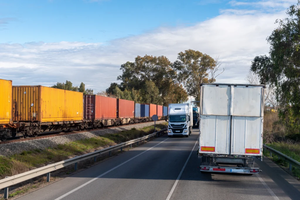 trucks at intermodal transportation