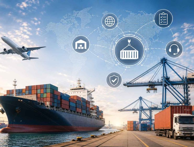 freight forwarder and Global logistics at sunrise