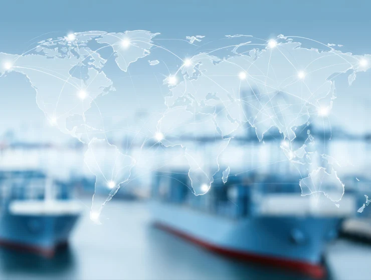 Global shipping network map for supply chain Visibility