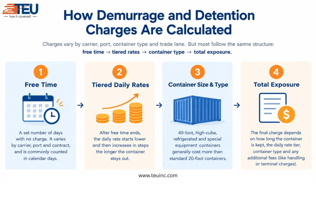 How demurrage and detention charges are calculated